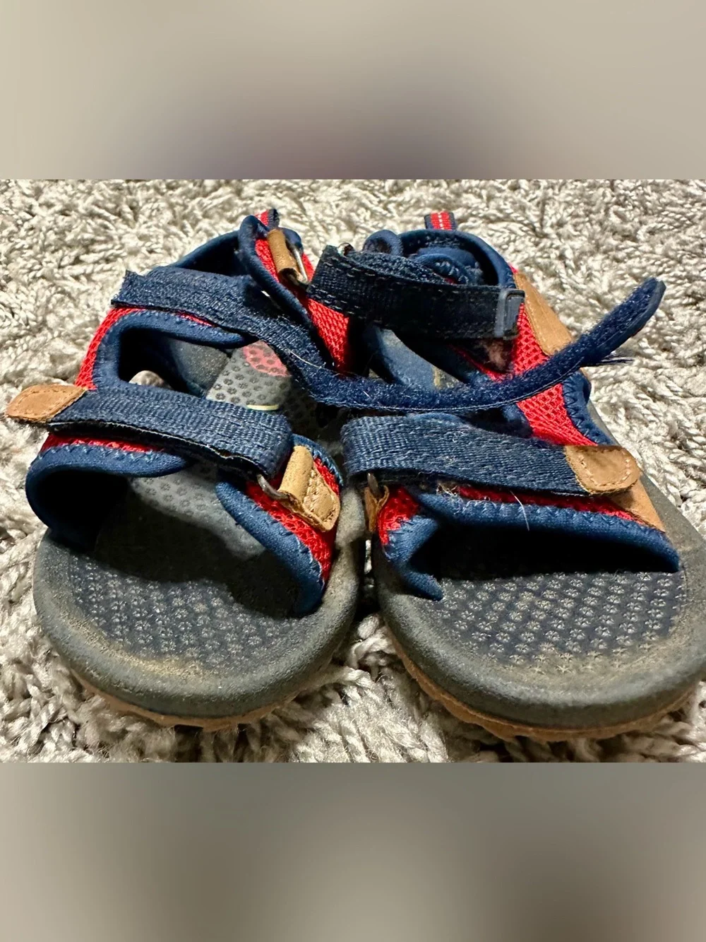 OshKosh B'gosh Navy and Red Kids Velcro Sport Sandals
